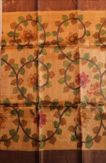 TAN BROWN COLOUR TUSSAR SAREE WITH KALAMKARI PRINT WITH SELF BLOUSE