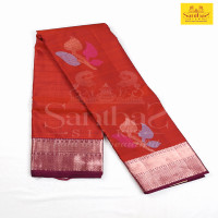 Brick Red Pure Silk with Contrast Maroon Border