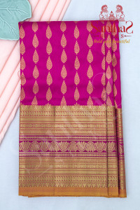 rani-pink-body-in-zari-butta-with-contrast-blouse