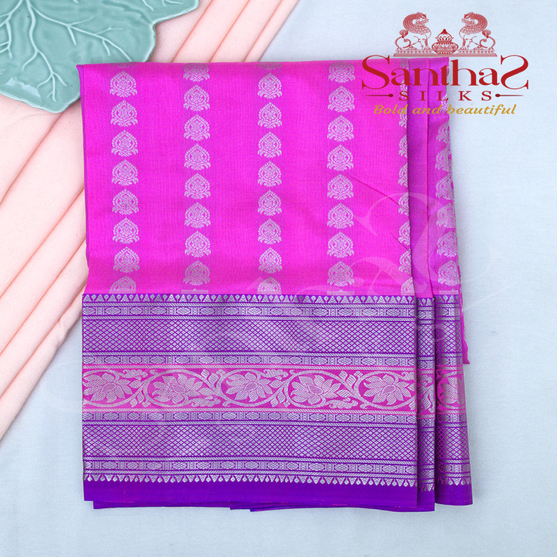 BABY PINK BODY IN ZARI BUTTA WITH CONTRAST BLOUSE & BORDER