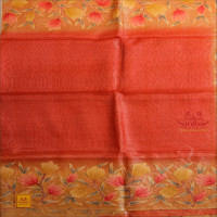 DARK PEACH COLOUR KOTA TUSSAR SAREE WITH FLORAL PRINT BLOUSE & PALLU