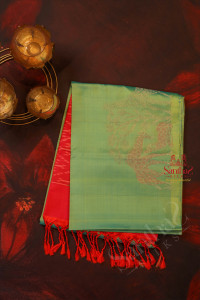 bright-yellow-green-colour-body-with-golden-zari-girafee-butta-with-contrast-blouse-border