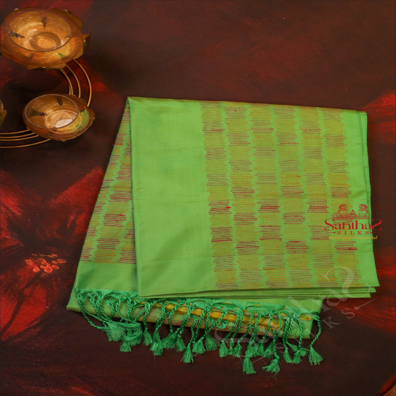 DARK PASTEL GREEN COLOUR BODY WITH FANCY THREAD BUTTA WITH SELF BLOUSE