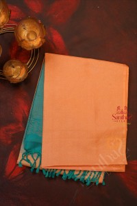 peach-colour-body-with-golden-zari-fancy-butta-and-contrast-colour-pallu-blouse