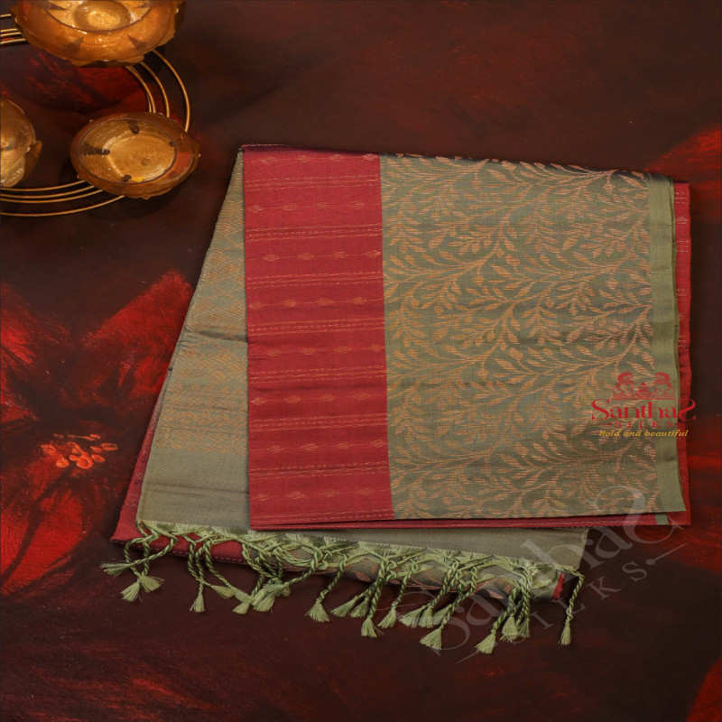 PASTEL MAGENTA COLOUR BODY WITH GOLDEN ZARI FANCY BUTTA AND CONTRAST COLOUR PALLU & BLOUSE