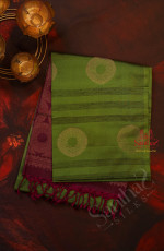 FOREST GREEN COLOUR BODY WITH GOLDEN ZARI FANCY BUTTA WITH CONTRAST BLOUSE & BORDER