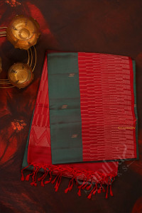 pine-green-colour-body-with-copper-zari-butta-with-contrast-blouse-border