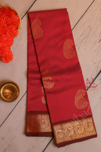 dusty-pink-colour-body-with-golden-zari-mango-butta-with-contrast-blouse-border