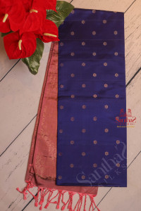 navy-blue-colour-body-with-golden-zari-leaf-butta-with-contrast-blouse-border