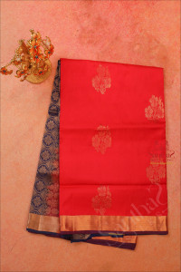 red-colour-body-with-golden-zari-butta-with-contrast-blouse-pallu