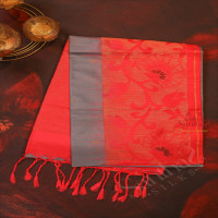 grey-colour-body-with-golden-zari-butta-and-contrast-colour-pallu-blouse