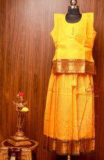 MANGO YELLOW COTTON PAVADAI SET