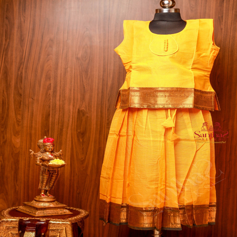 MANGO YELLOW COTTON PAVADAI SET