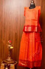 ORANGE COTTON PAVADAI SET