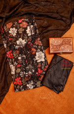 BLACK COLOUR FANCY UNSTITCHED SALWAR SUIT