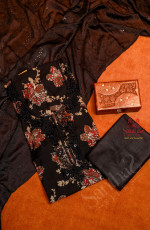 BLACK COLOUR FANCY UNSTITCHED SALWAR SUIT