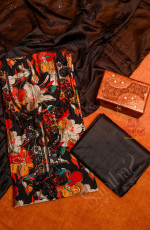 BLACK COLOUR FANCY UNSTITCHED SALWAR SUIT