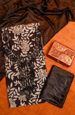 BLACK COLOUR FANCY UNSTITCHED SALWAR SUIT