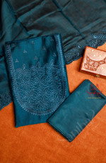 BLUE COLOUR SEMI TUSSAR UNSTITCHED SALWAR SUIT