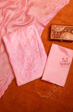 BABY PINK SEMI TUSSAR UNSTITCHED SALWAR SUIT