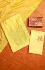 LEMON YELLOW SEMI TUSSAR UNSTITCHED SALWAR SUIT