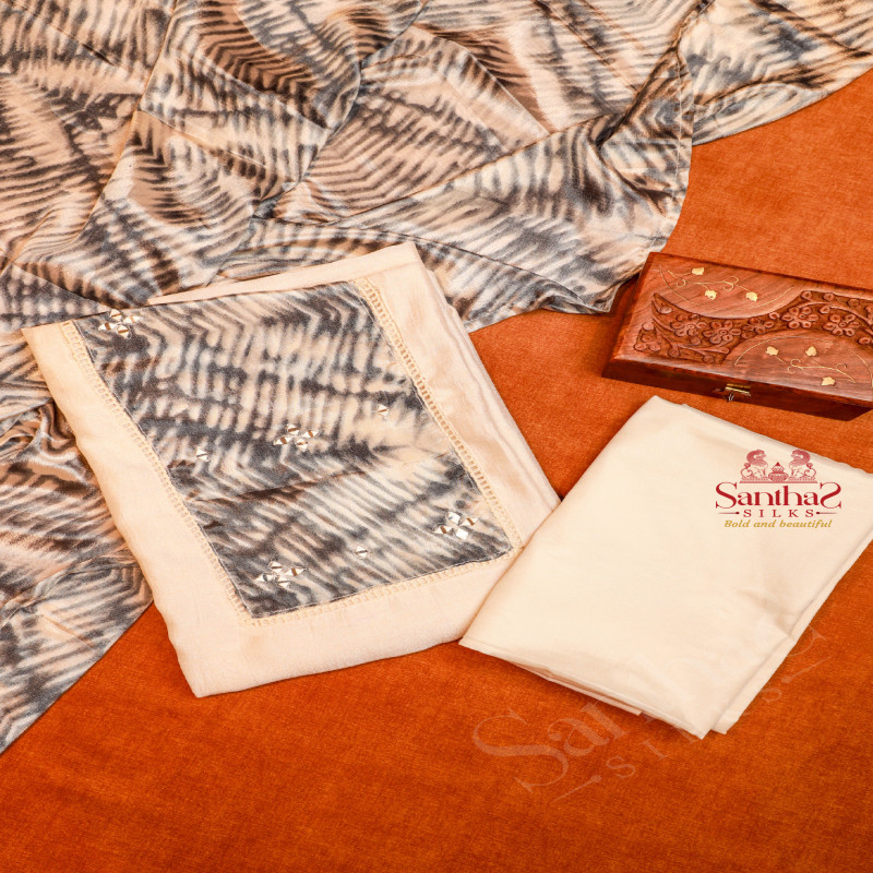 GREYISH BLUE SEMI TUSSAR UNSTITCHED SALWAR SUIT