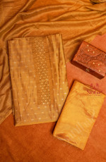  YELLOW SEMI TUSSAR UNSTITCHED SALWAR SUIT