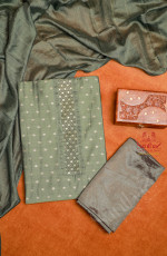 AQUA GREEN SEMI TUSSAR UNSTITCHED SALWAR