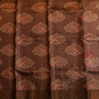 BROWN COFFEE COLOUR TUSSAR SAREE WITH DIGITAL PRINT MOTIF WITH SELF BLOUSE & BORDER