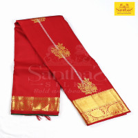 Red Color Pure Silk with Golden Zari Border