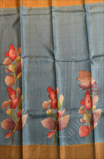 TEAL BLUE COLOUR TUSSAR SAREE