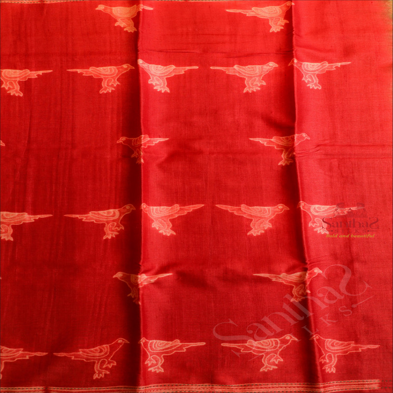 DARK RED COLOUR TUSSAR SAREE