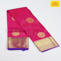 Rani Pink Pure Silk Saree with Purple Zari Border