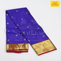 MS Blue Pure Silk with Contrast Rani Pink Border