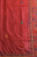 dark-pink-colour-semi-tussar-saree-with-embroidery-border-and-self-blouse
