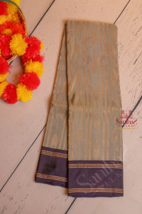 grey-colour-body-with-golden-zari-strips-with-contrast-blouse-border