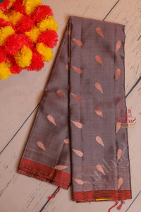 french-lilac-colour-body-with-copper-zari-butta-with-contrast-blouse