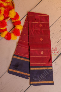 dark-pink-colour-body-with-golden-strips-and-butta-with-contrast-blouse-border