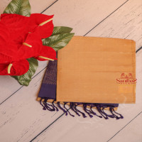 camel-brown-colour-body-with-golden-zari-strips-with-contrast-blouse-border