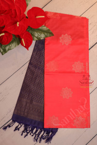 dark-pink-colour-body-with-golden-zari-butta-with-contrast-blouse-border