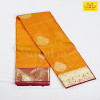 Golden Yellow Pure Silk with Contrast Maroon Border