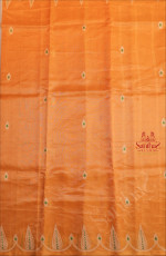 borderless-mustard-yellow-colour-kathan-saree-with-golden-zari-motif-with-self-blouse