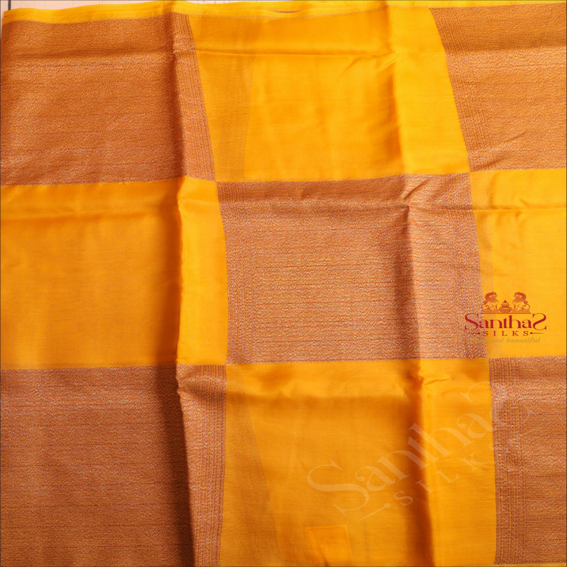  KORA TISSUE SAREE IN MUSTARD COLOUR