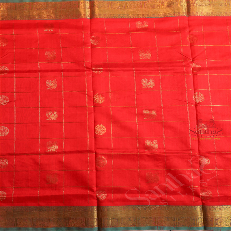 9 YARDS SAREE IN BLOOD RED COLOUR 