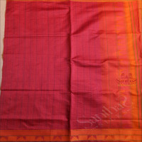 SILK COTTON SAREE WITH CHECKS & BUTTAS IN MEGENTA COLOUR