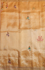  TISSUE SAREE WITH HAND EMBORIDERY WORK IN METALIC GOLD COLOUR