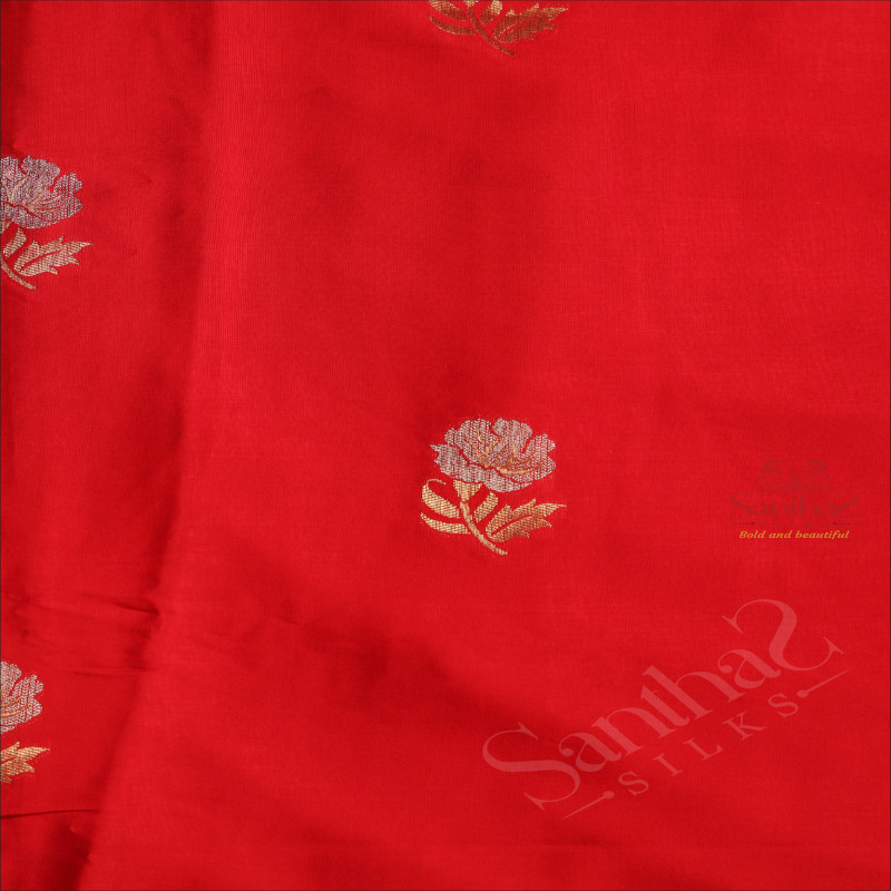  SATIN BANARAS SAREE IN RANI PINK COLOUR