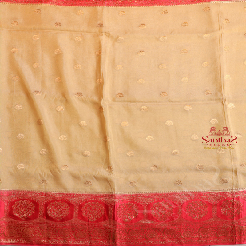 SATIN BANARAS SAREE IN METALIC GOLD COLOUR