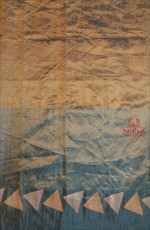 KORA KHATAN SILK SAREE IN TEAL BLUE & GOLD COLOUR MIXED WITH TRIANGLE MOTIFS