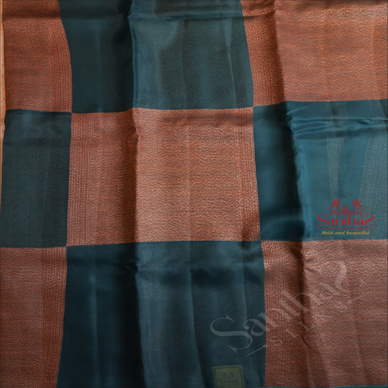 KORA BANARAS SILK SAREE IN DUCK BLUE COLOUR